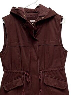 LaJu Los Angeles Women’s Fur Lined Hooded Utility Vest - Brown In Size L Cotton